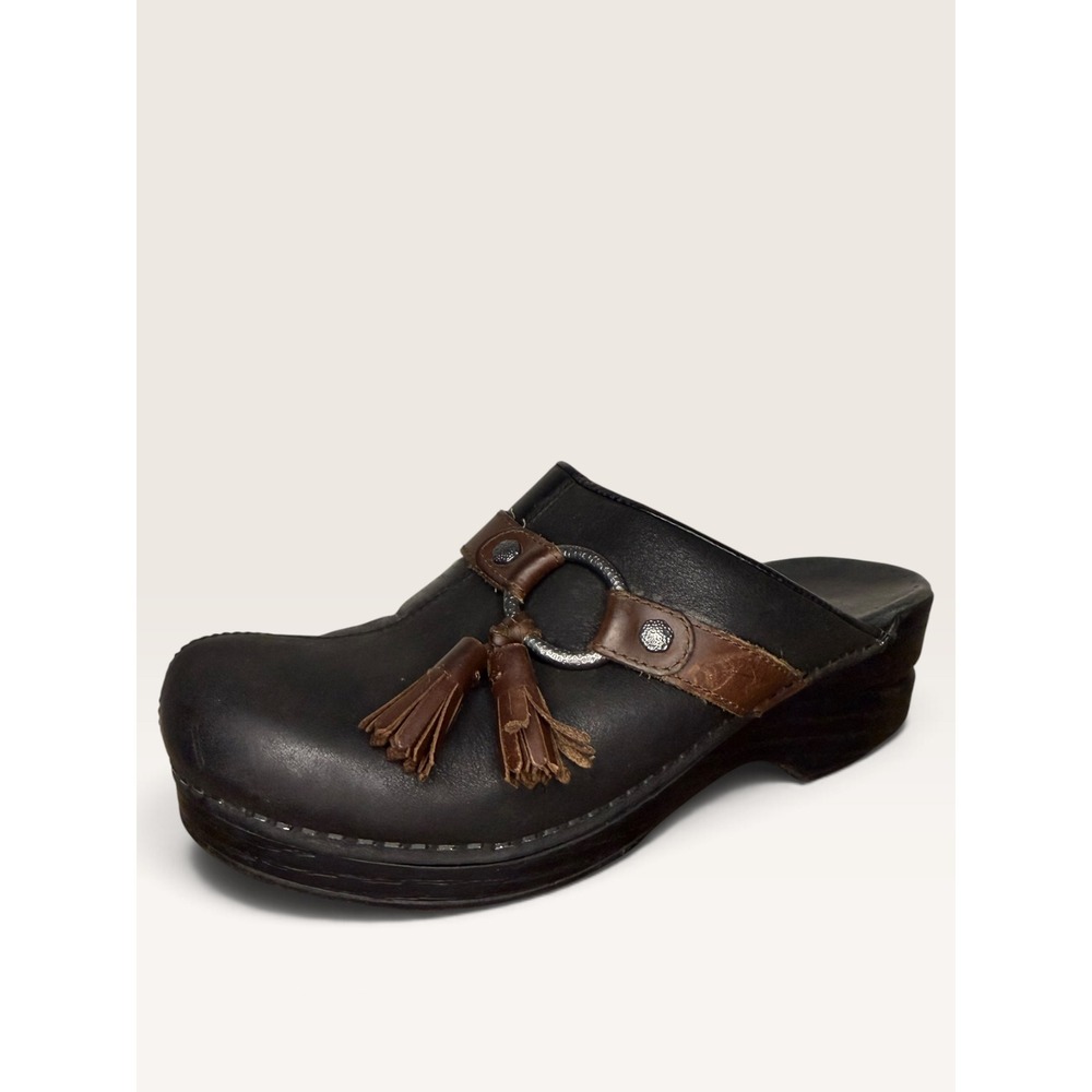 Dansko Shandi Women's EU 37 US 6.5-7 Leather Mule Clog Tassel Boho Hipster